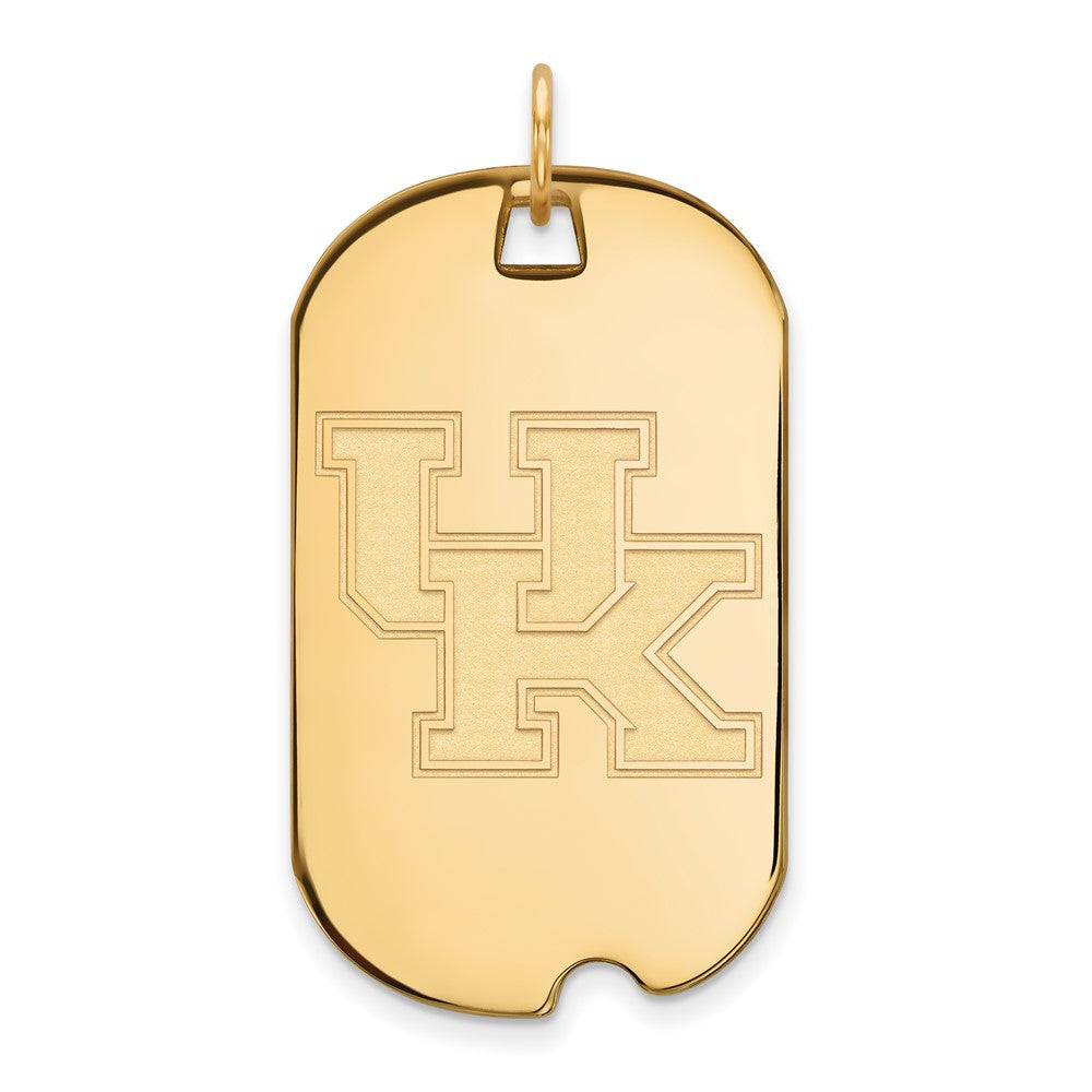 14k Yellow Gold U. of Kentucky Large Dog Tag Pendant, Item P17215 by The Black Bow Jewelry Co.