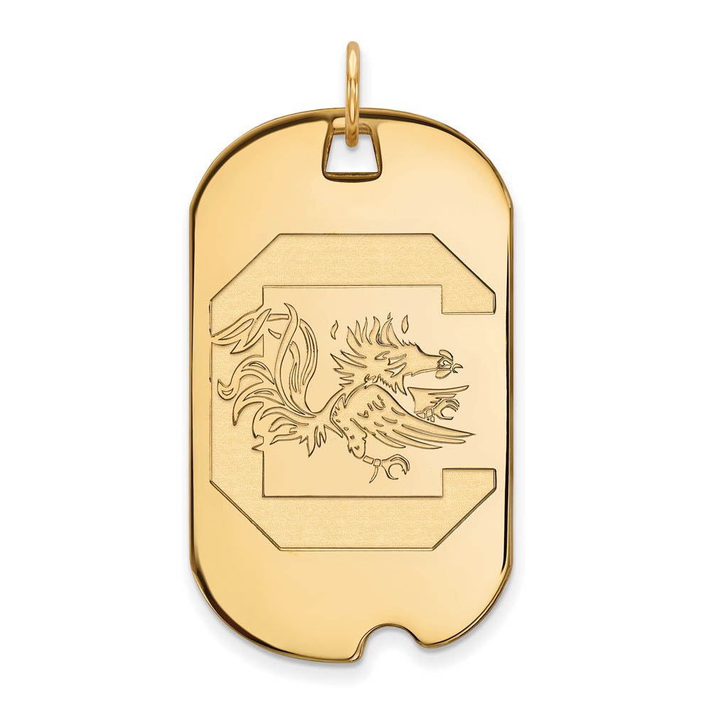 14k Yellow Gold South Carolina Large Dog Tag Pendant, Item P17218 by The Black Bow Jewelry Co.