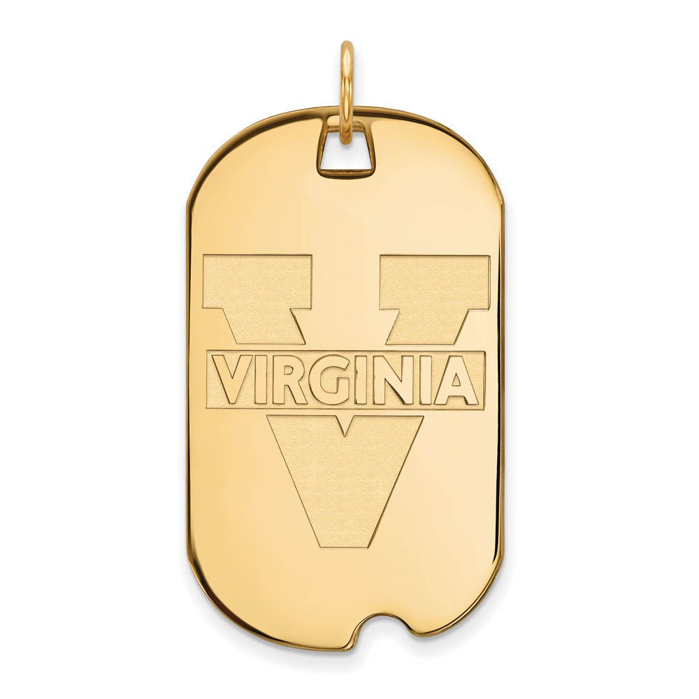 14k Yellow Gold U. of Virginia Large 'V' Logo Dog Tag Pendant, Item P17220 by The Black Bow Jewelry Co.