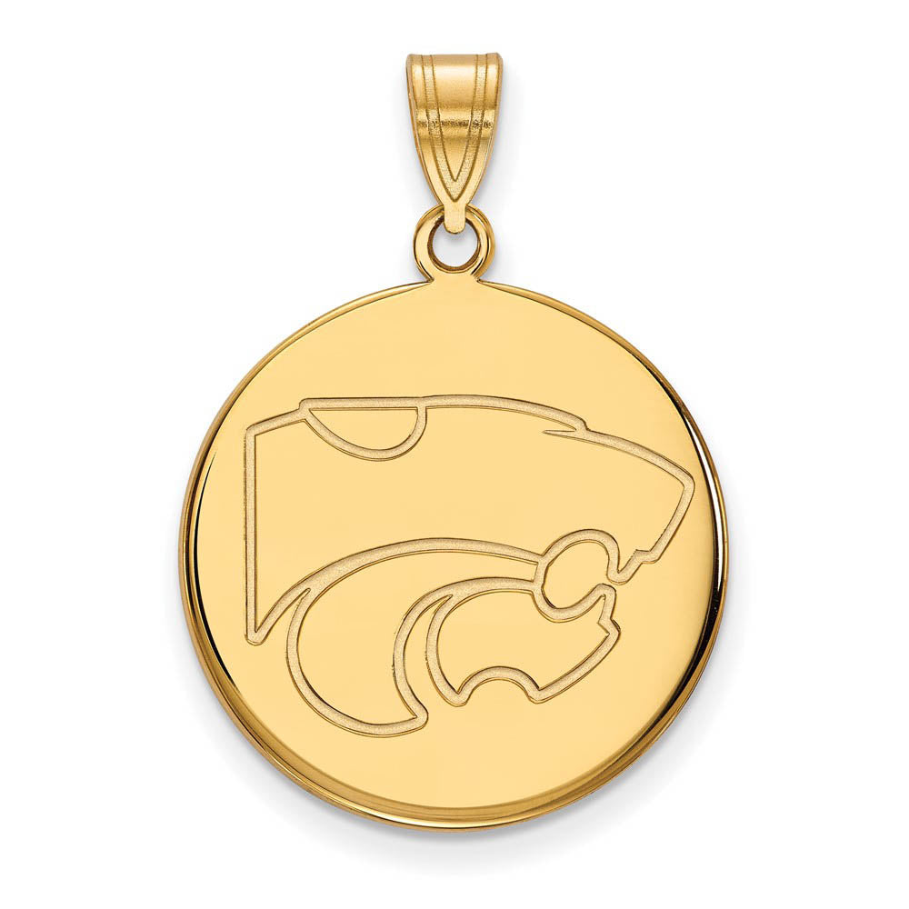 14k Yellow Gold Kansas State Large Disc Pendant, Item P17252 by The Black Bow Jewelry Co.