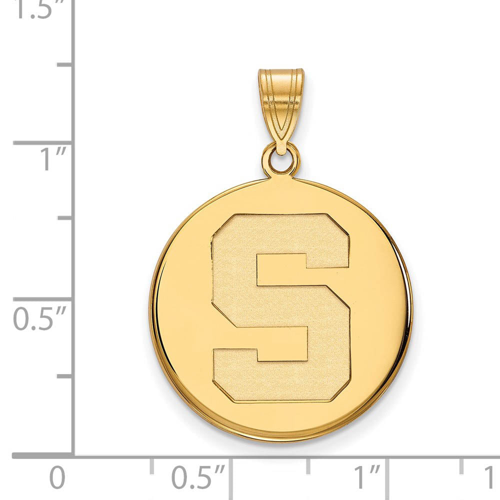 Alternate view of the 14k Yellow Gold Michigan State Large Initial S Disc Pendant by The Black Bow Jewelry Co.