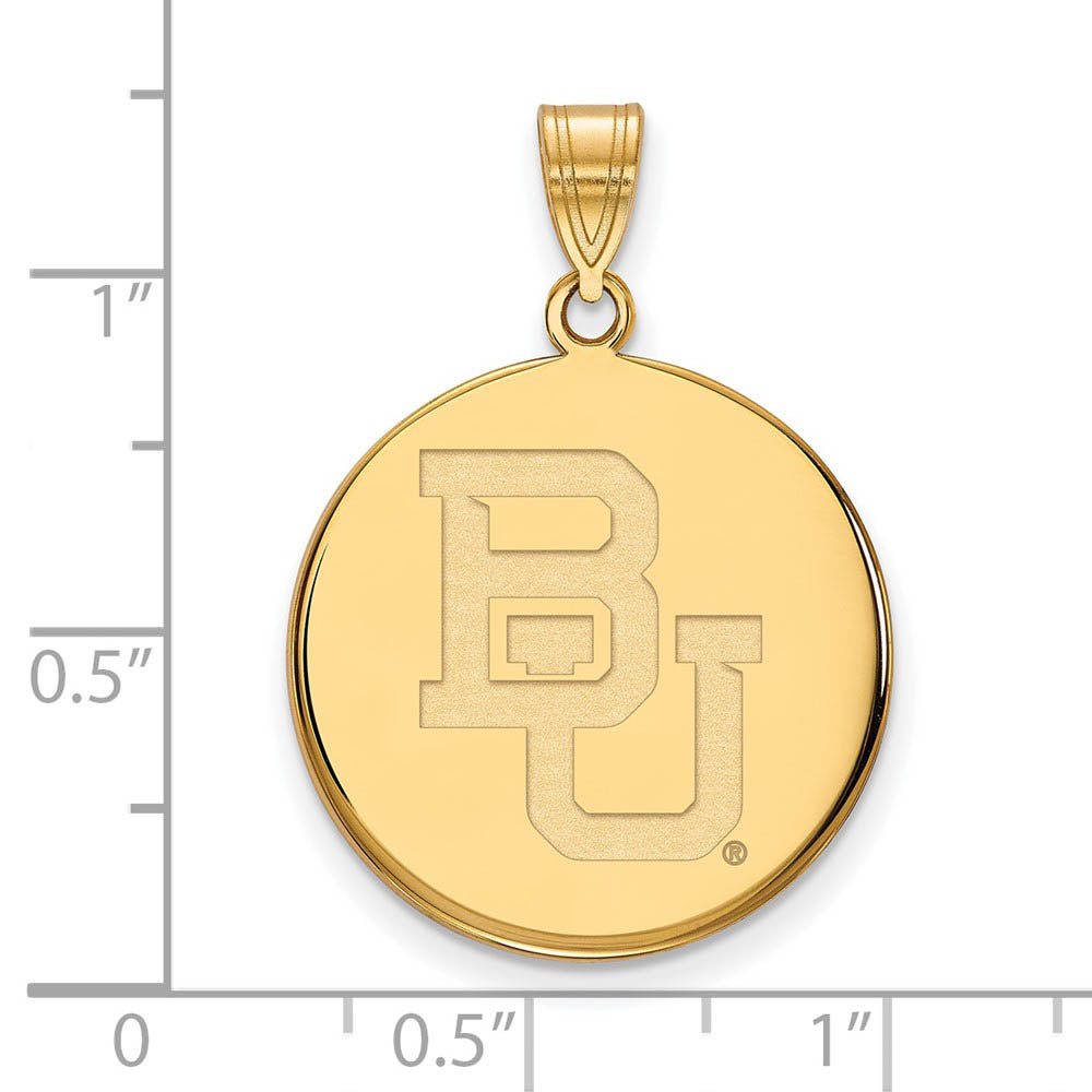 Alternate view of the 14k Yellow Gold Baylor U Large 'BU' Disc Pendant by The Black Bow Jewelry Co.