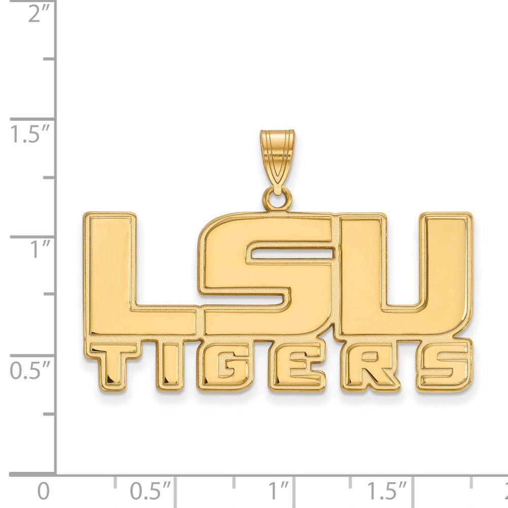 Alternate view of the 14k Yellow Gold Louisiana State Large 'LSU TIGERS' Pendant by The Black Bow Jewelry Co.