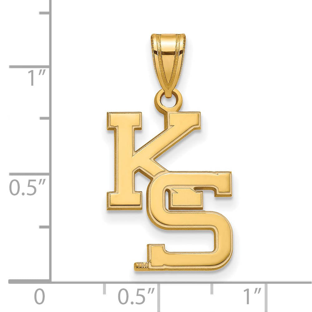 Alternate view of the 14k Yellow Gold Kansas State Large 'KS' Pendant by The Black Bow Jewelry Co.