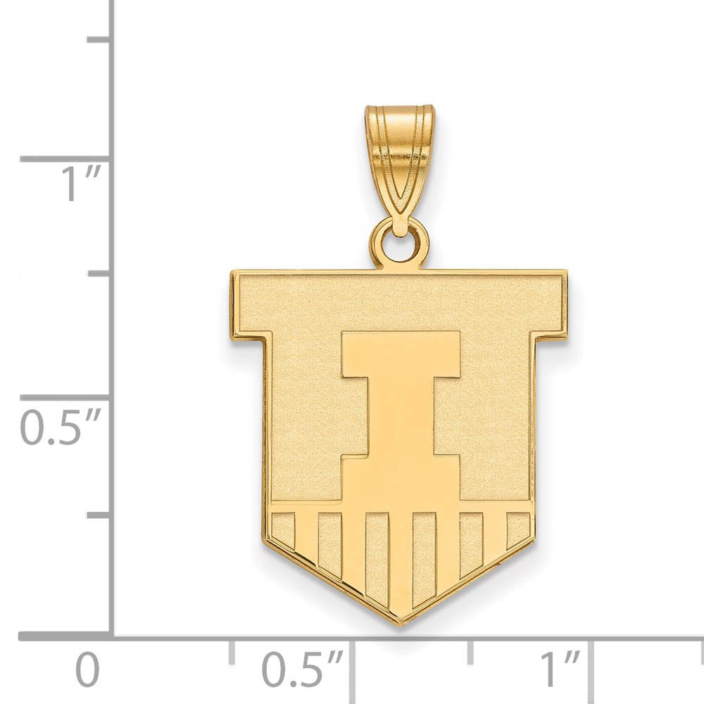 Alternate view of the 14k Yellow Gold U. of Illinois Large Shield Logo Pendant by The Black Bow Jewelry Co.