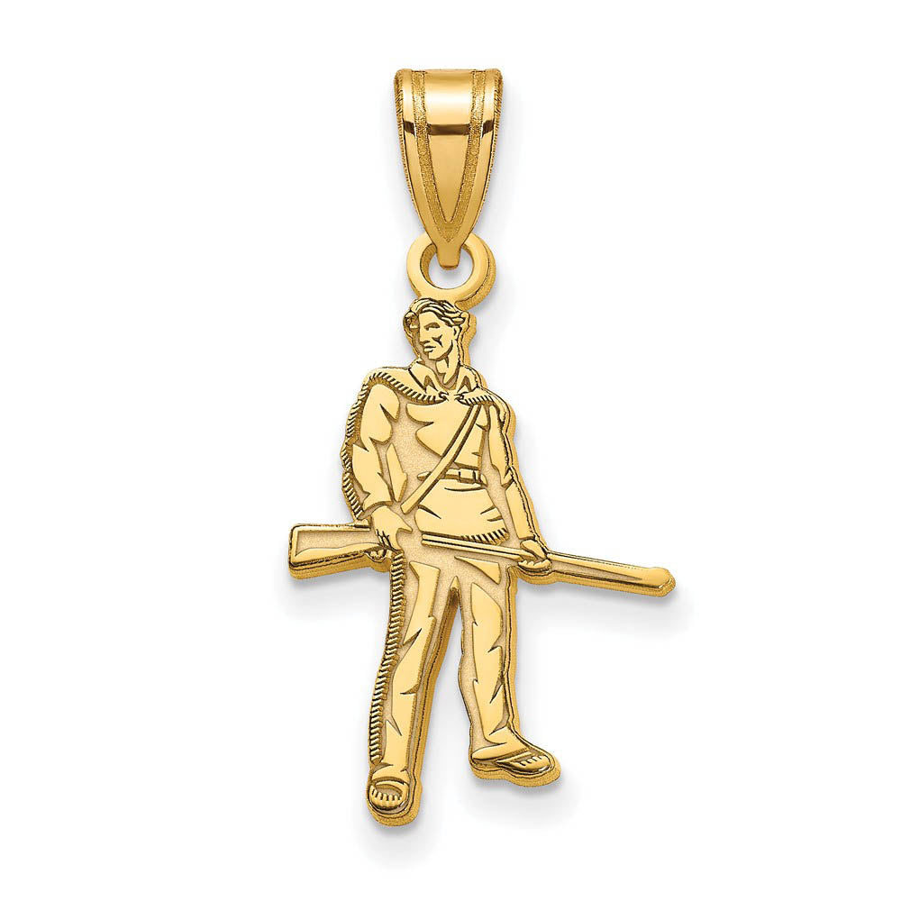14k Yellow Gold West Virginia U. Large Mascot Pendant, Item P17295 by The Black Bow Jewelry Co.