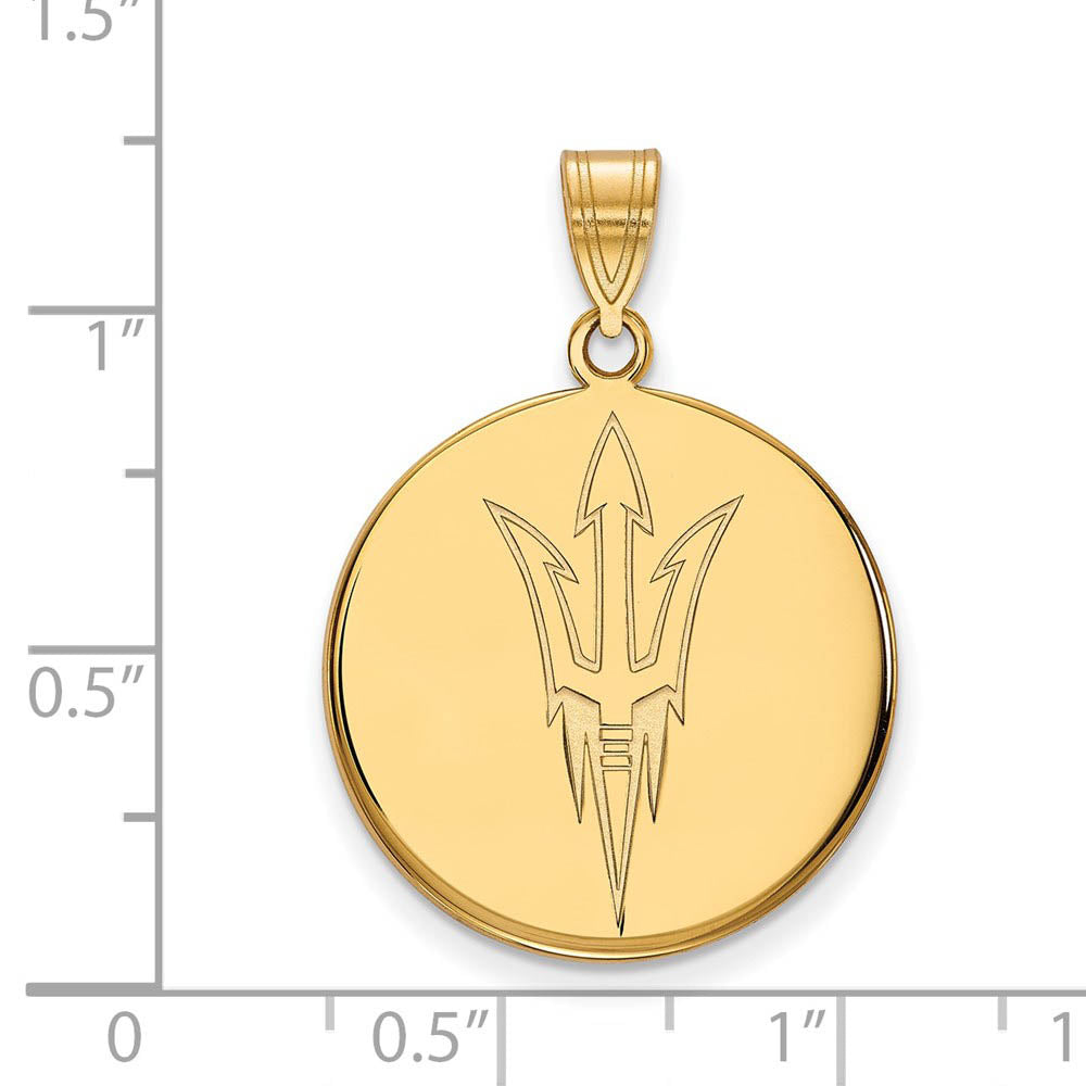 Alternate view of the 14k Yellow Gold Arizona State Large Disc Logo Pendant by The Black Bow Jewelry Co.
