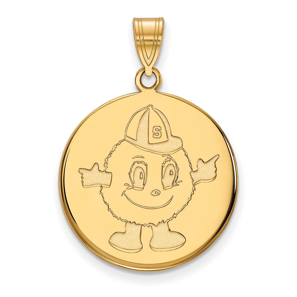 14k Yellow Gold Syracuse U. Large Disc Pendant, Item P17299 by The Black Bow Jewelry Co.