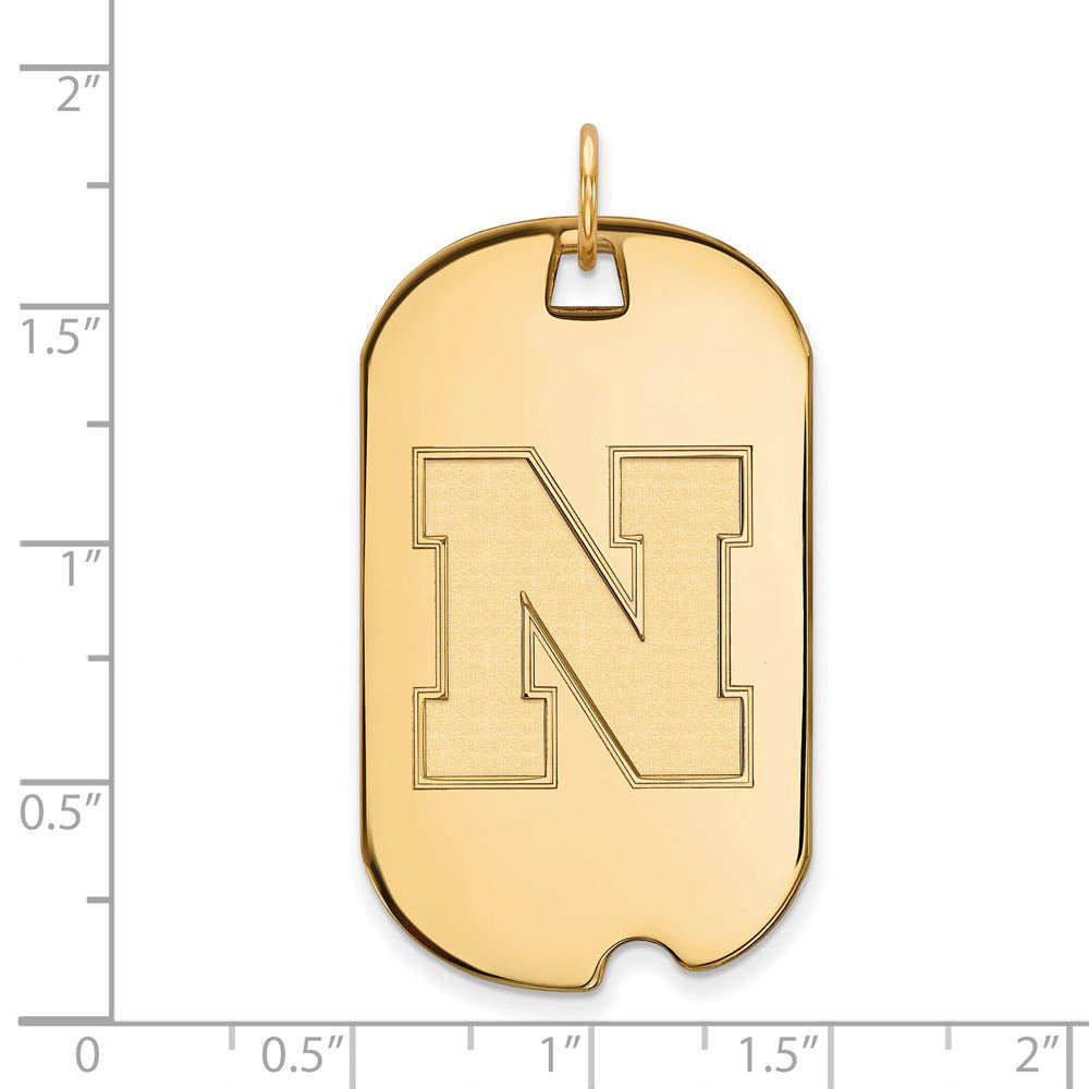 Alternate view of the 14k Yellow Gold U. of Nebraska Large Dog Tag Pendant by The Black Bow Jewelry Co.