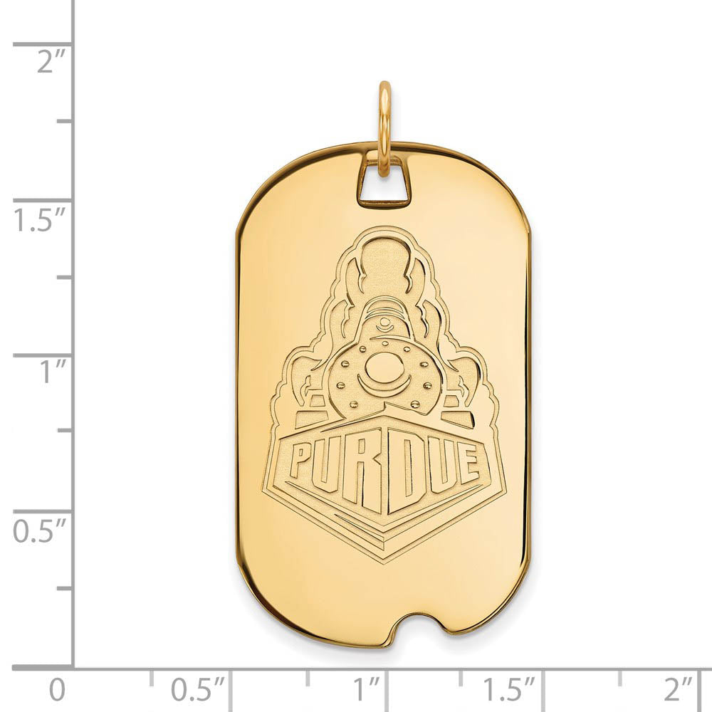Alternate view of the 14k Yellow Gold Purdue Large Logo Dog Tag Pendant by The Black Bow Jewelry Co.
