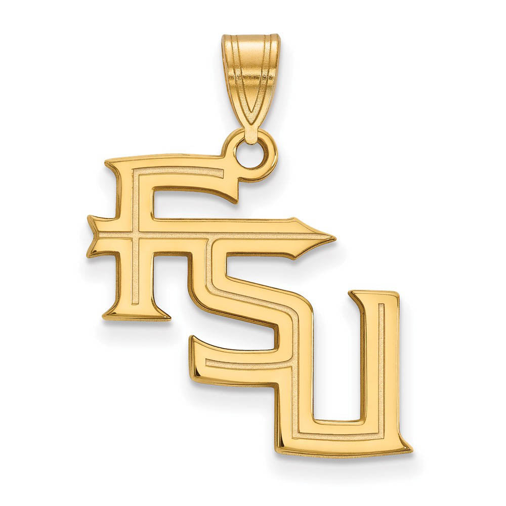 14k Yellow Gold Florida State Large 'FSU' Pendant, Item P17310 by The Black Bow Jewelry Co.