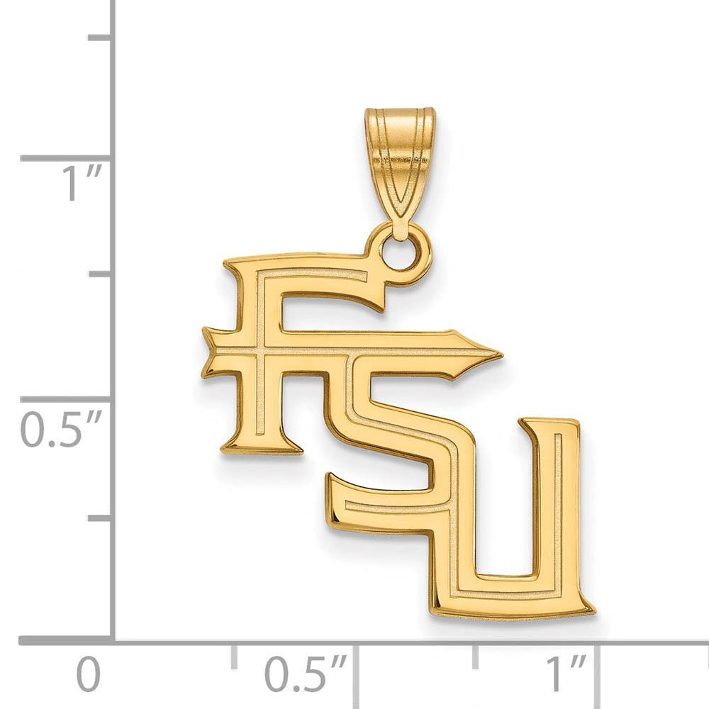 Alternate view of the 14k Yellow Gold Florida State Large 'FSU' Pendant by The Black Bow Jewelry Co.