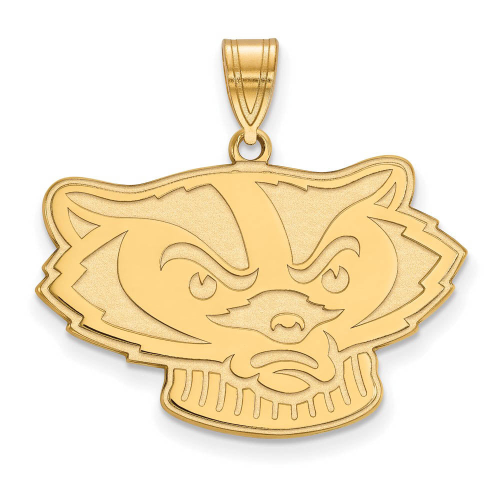 14k Yellow Gold U. of Wisconsin Large Mascot Pendant, Item P17316 by The Black Bow Jewelry Co.