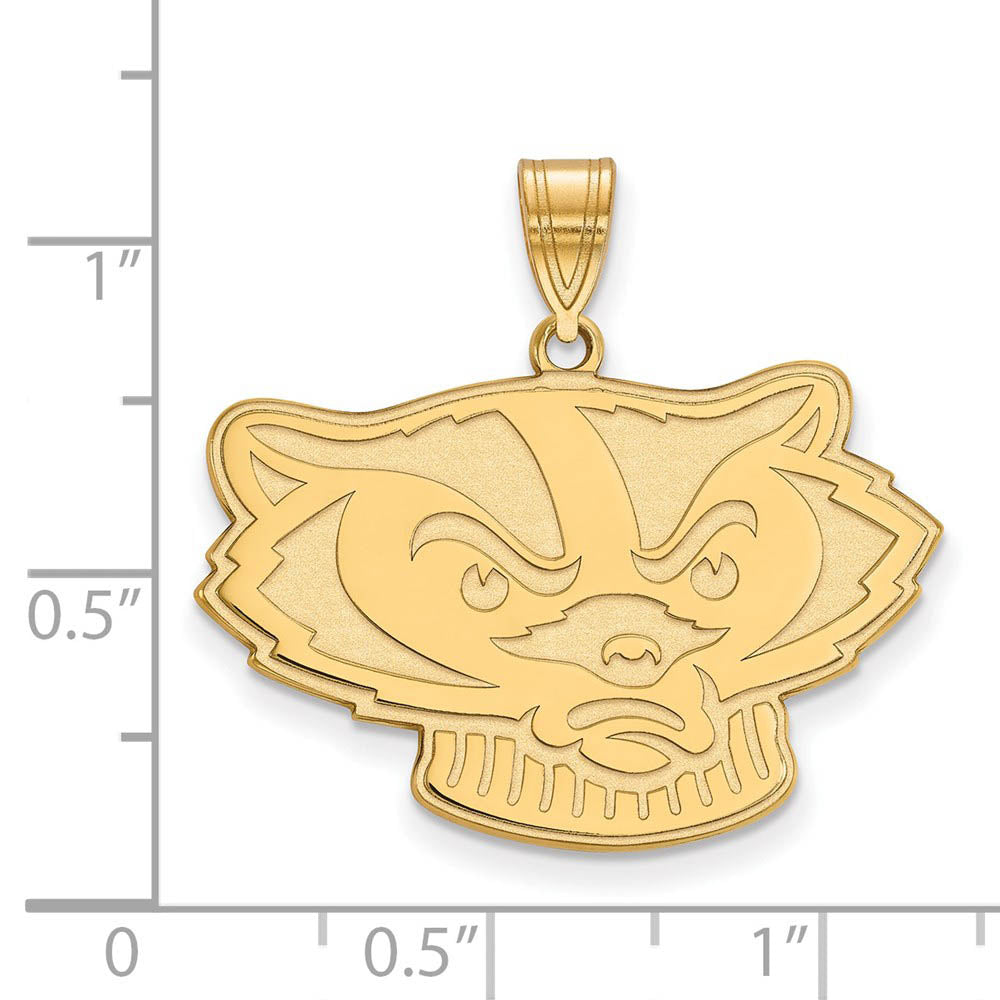 Alternate view of the 14k Yellow Gold U. of Wisconsin Large Mascot Pendant by The Black Bow Jewelry Co.