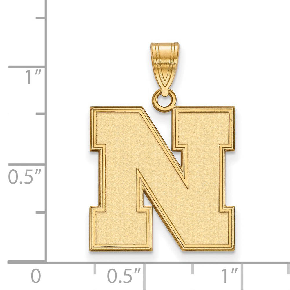 Alternate view of the 14k Yellow Gold U of Nebraska Large Initial N Pendant by The Black Bow Jewelry Co.