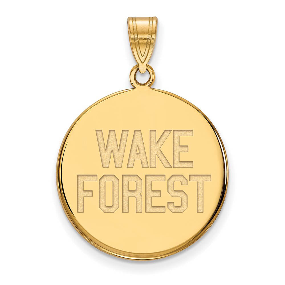14k Yellow Gold Wake Forest U. Large Logo Disc Pendant, Item P17340 by The Black Bow Jewelry Co.