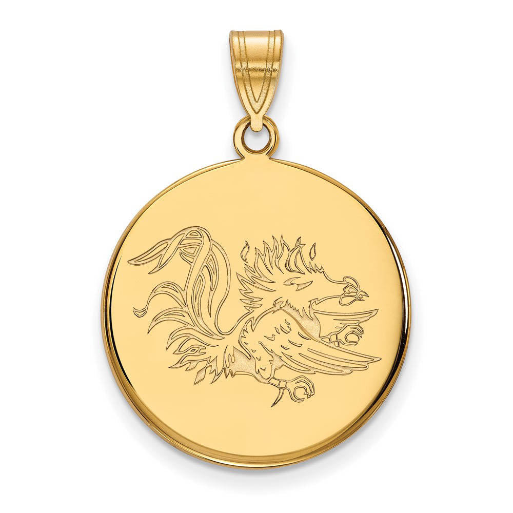 14k Yellow Gold South Carolina Large Disc Pendant, Item P17342 by The Black Bow Jewelry Co.