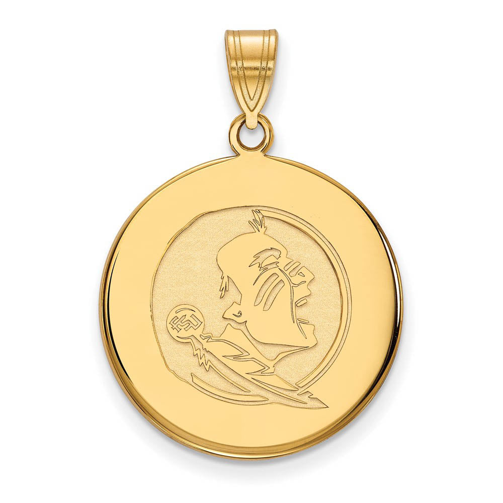 14K Yellow Gold Florida State Large Disc Pendant, Item P17361 by The Black Bow Jewelry Co.