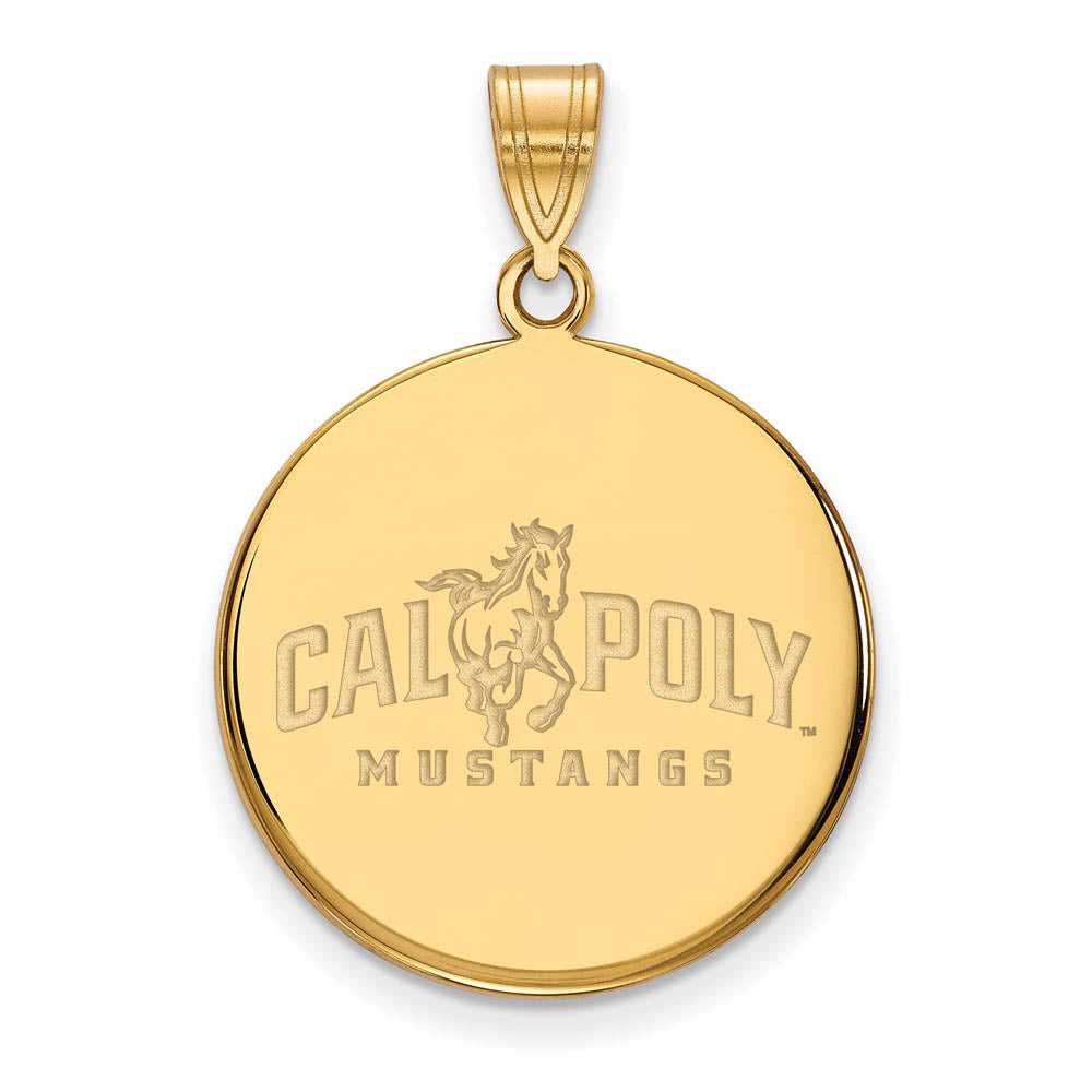 14k Gold Plated Silver California Polytechnic State Large Pendant, Item P17364 by The Black Bow Jewelry Co.
