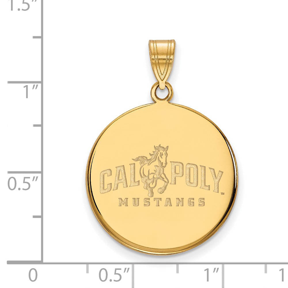 Alternate view of the 14k Gold Plated Silver California Polytechnic State Large Pendant by The Black Bow Jewelry Co.