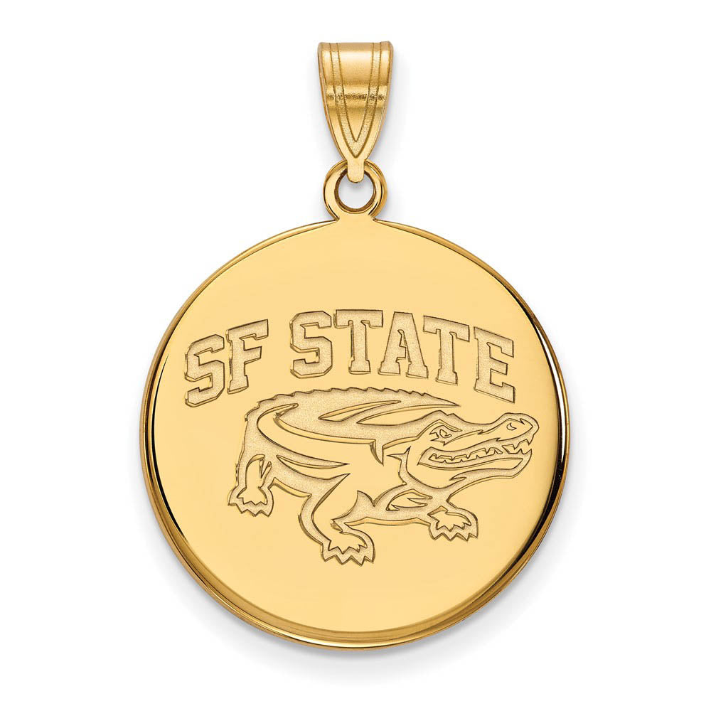 14k Gold Plated Silver San Francisco State Large Disc Pendant, Item P17382 by The Black Bow Jewelry Co.