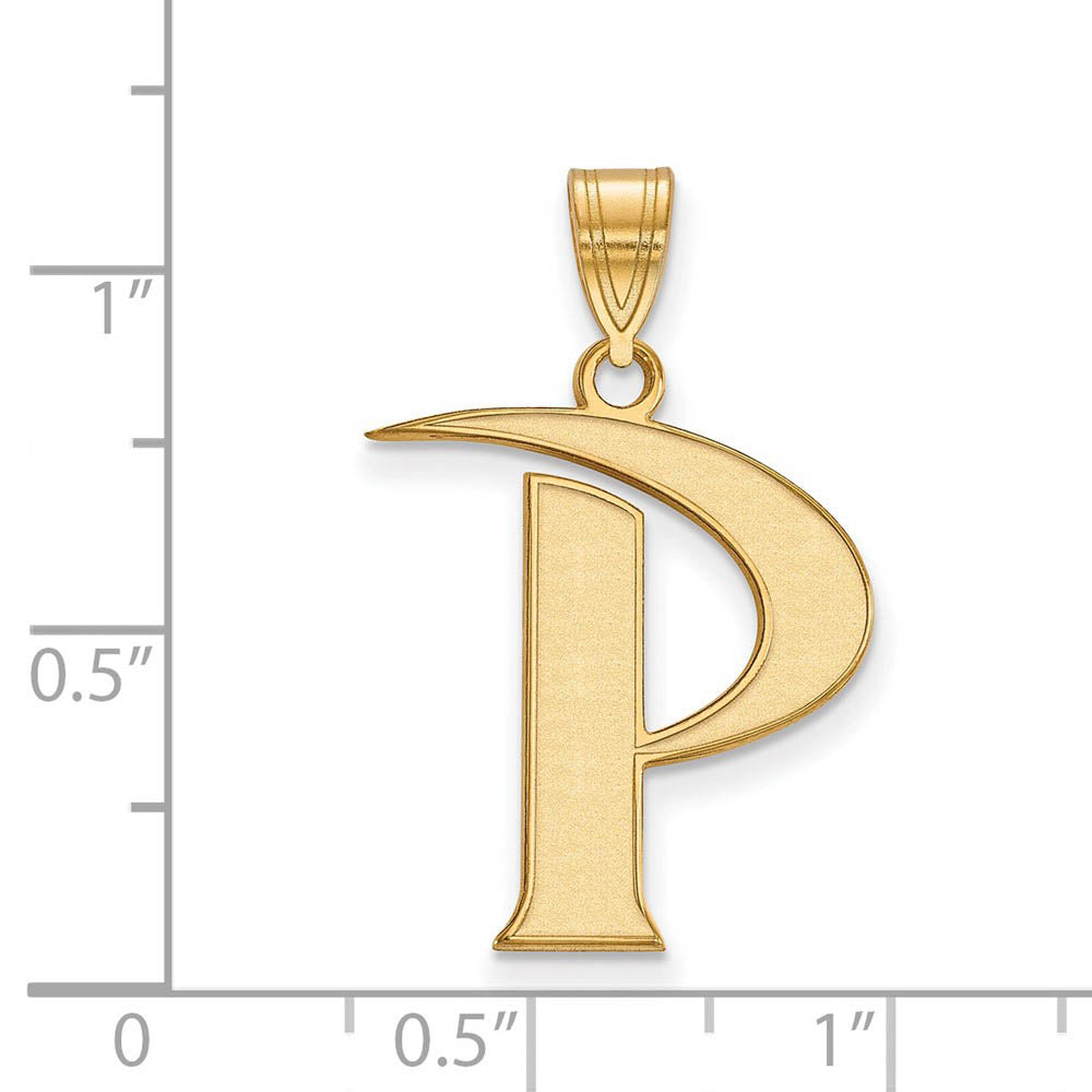 Alternate view of the 14k Gold Plated Silver Pepperdine Univ. Large Initial P Pendant by The Black Bow Jewelry Co.