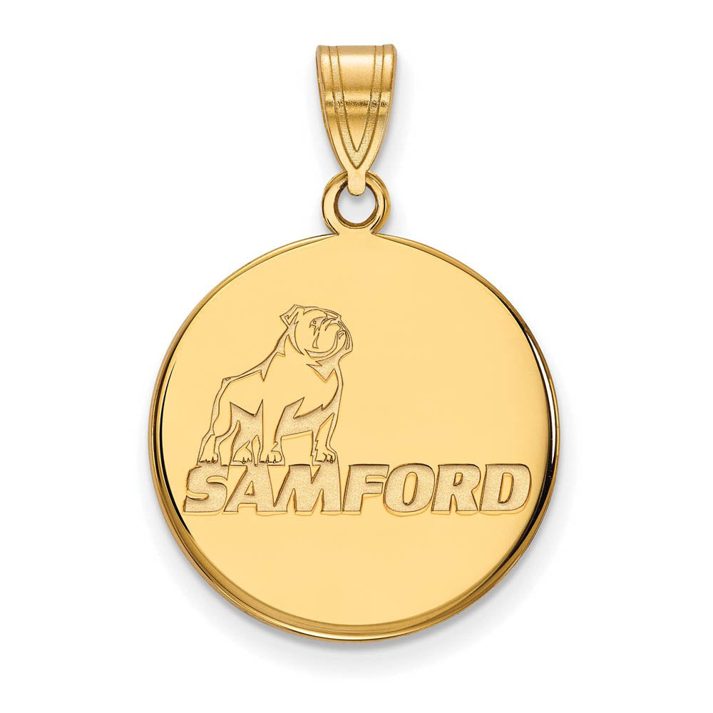 14k Gold Plated Silver Samford Univ. Large Pendant, Item P17412 by The Black Bow Jewelry Co.