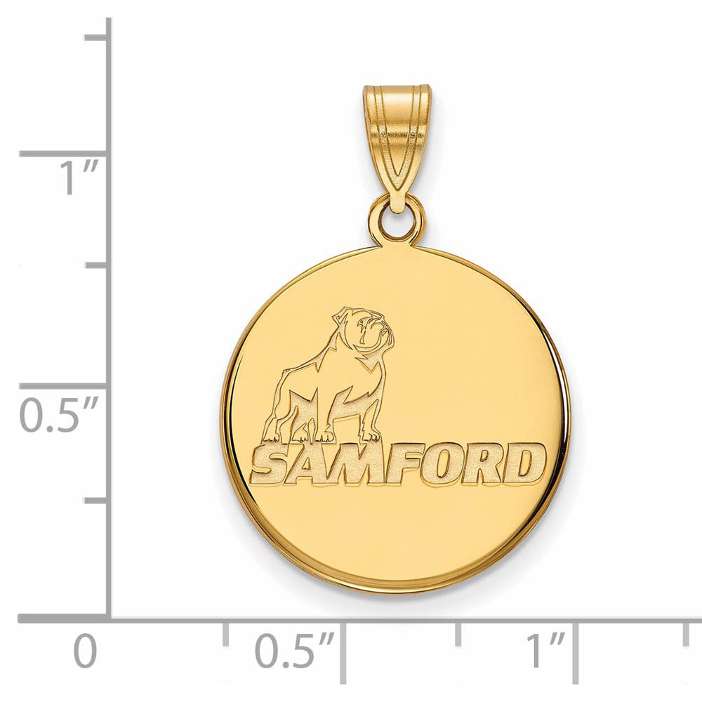Alternate view of the 14k Gold Plated Silver Samford Univ. Large Pendant by The Black Bow Jewelry Co.
