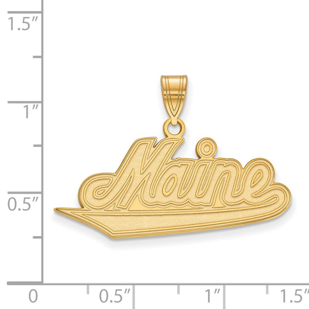 Alternate view of the 14k Gold Plated Silver U. of Maine Large Pendant by The Black Bow Jewelry Co.