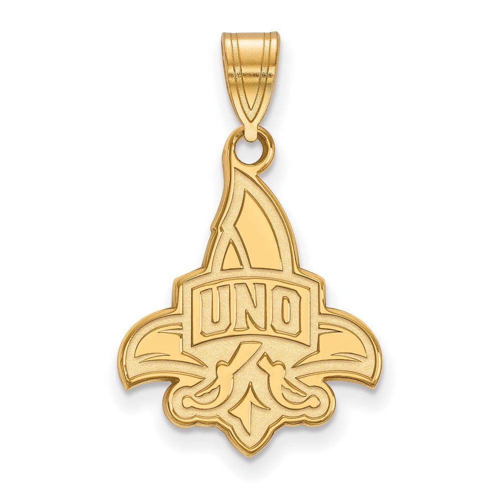 14k Gold Plated Silver U. of New Orleans Large Pendant, Item P17431 by The Black Bow Jewelry Co.