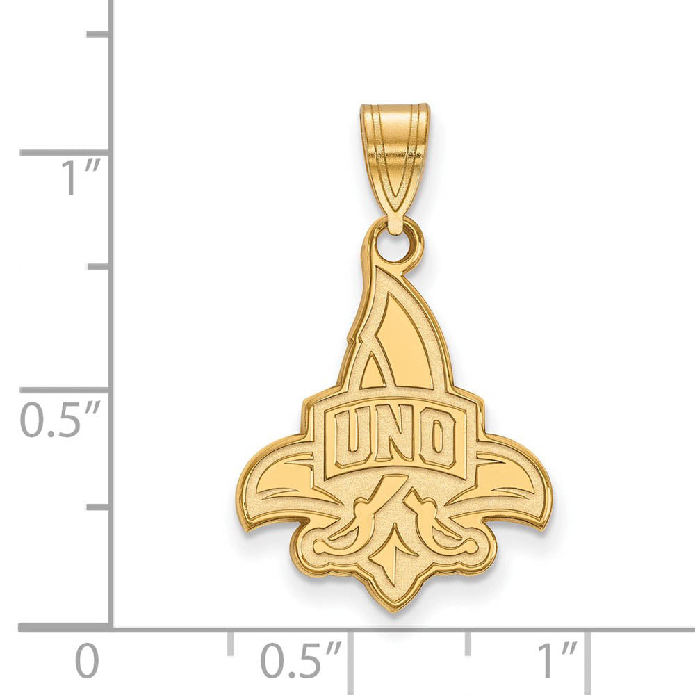 Alternate view of the 14k Gold Plated Silver U. of New Orleans Large Pendant by The Black Bow Jewelry Co.