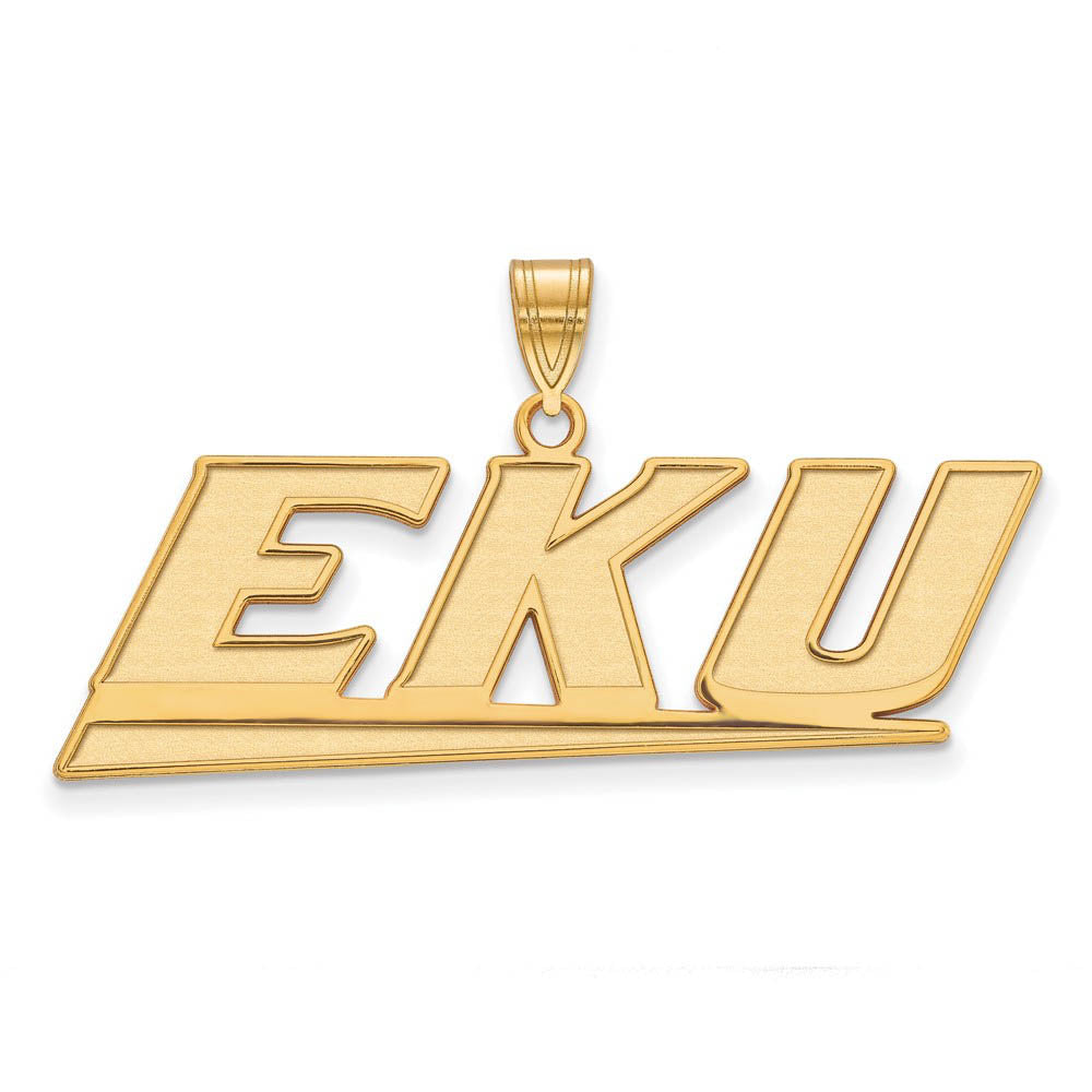 14k Gold Plated Silver Eastern Kentucky Univ. Large Pendant, Item P17440 by The Black Bow Jewelry Co.