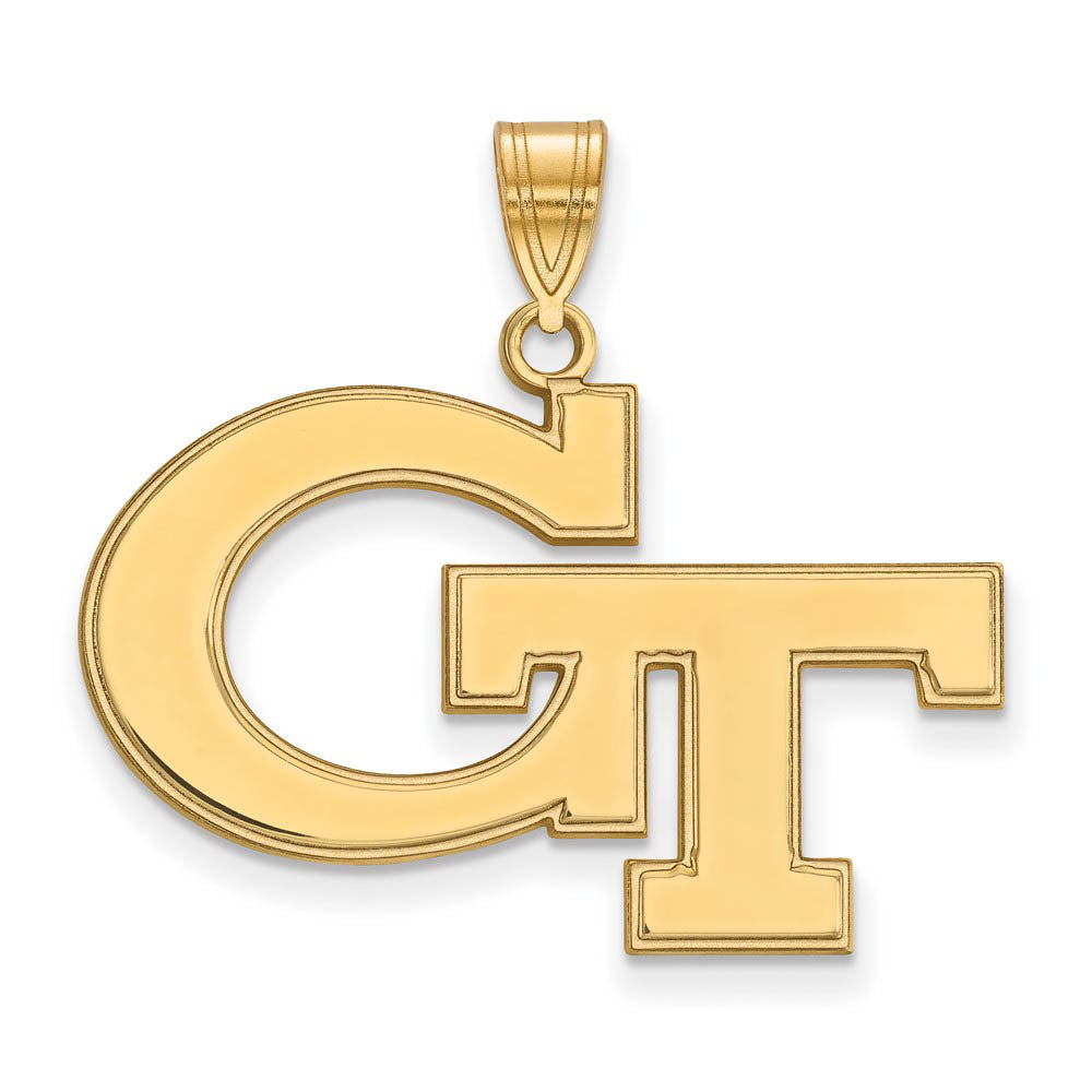 14k Gold Plated Silver Georgia Technology GT Large Pendant, Item P17444 by The Black Bow Jewelry Co.