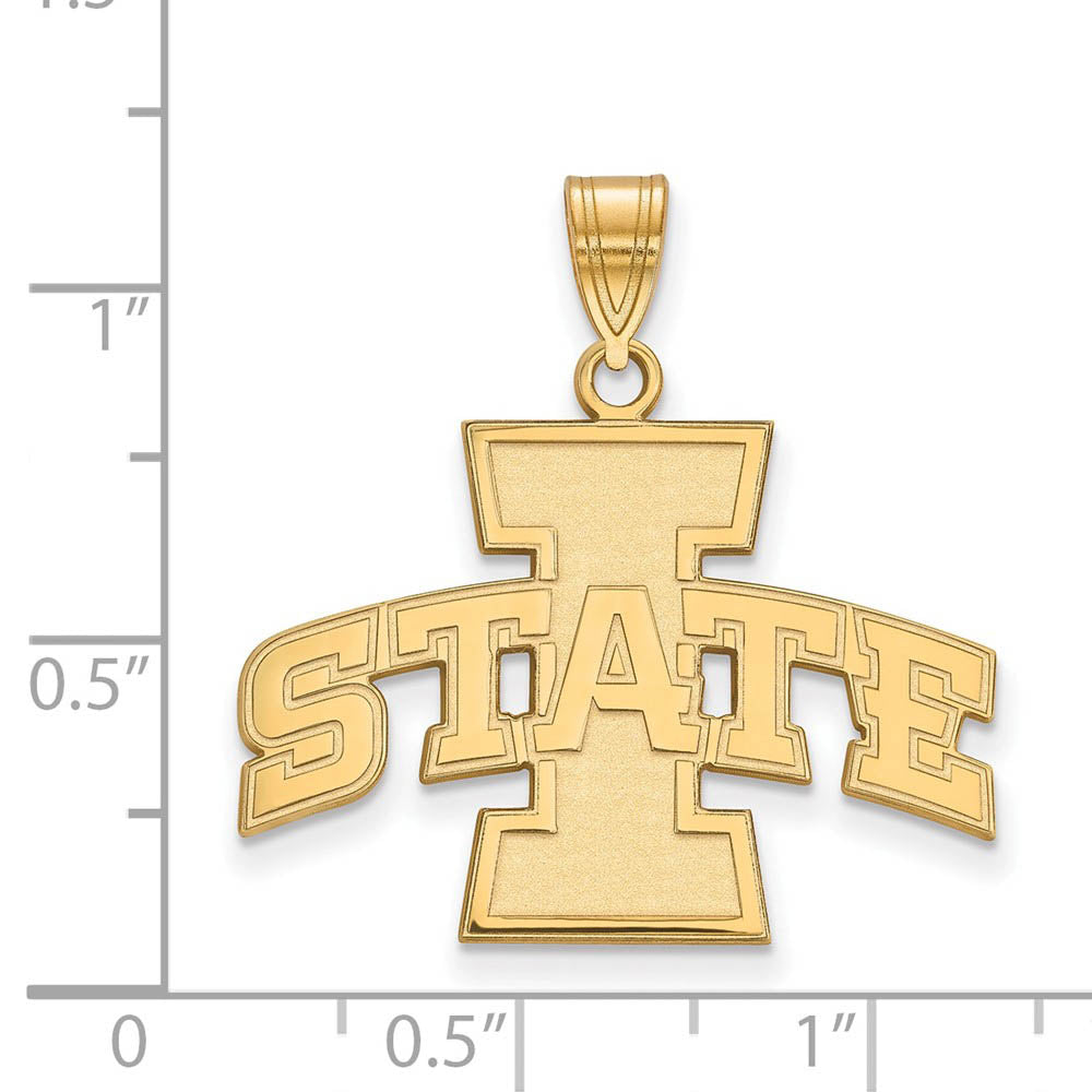 Alternate view of the 14k Gold Plated Silver Iowa State Univ. Large Pendant by The Black Bow Jewelry Co.