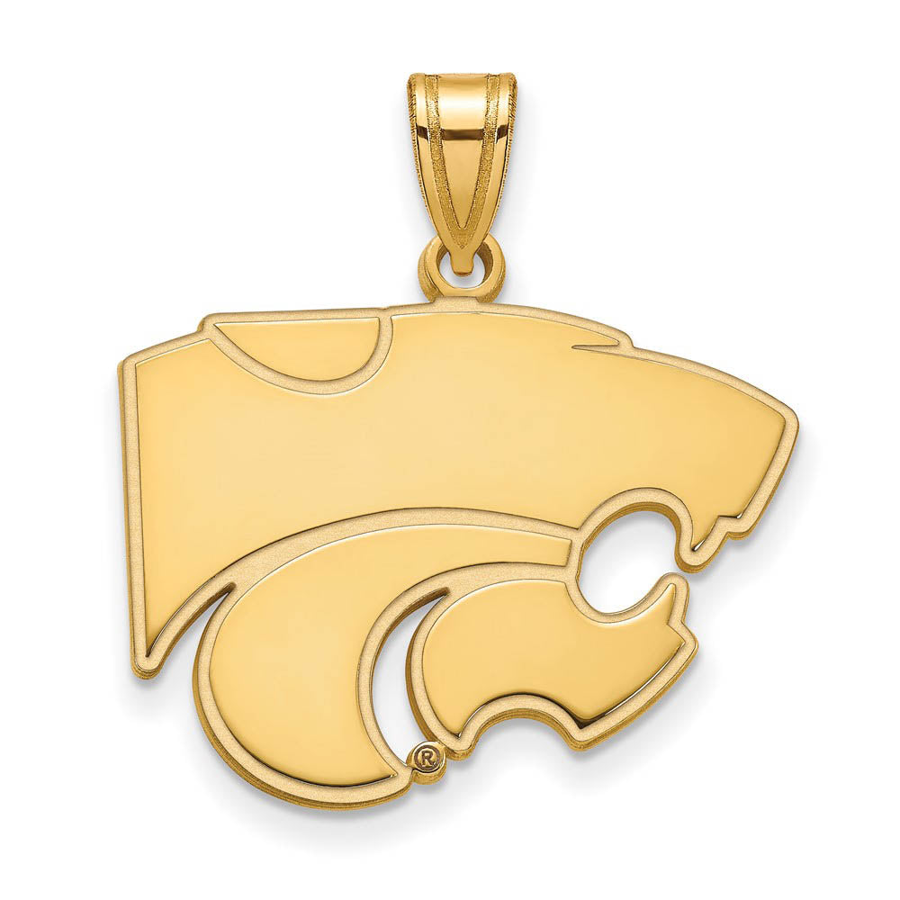 14k Gold Plated Silver Kansas State Univ. Large Pendant, Item P17448 by The Black Bow Jewelry Co.
