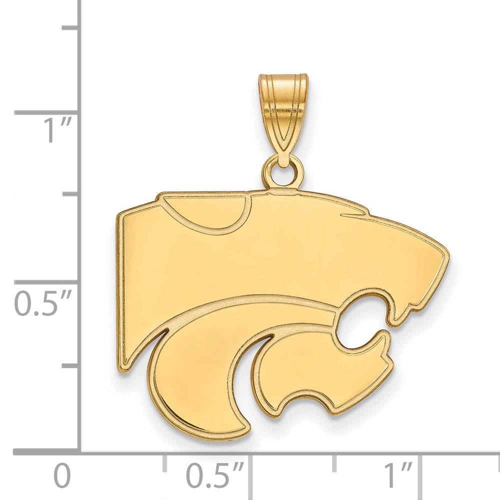 Alternate view of the 14k Gold Plated Silver Kansas State Univ. Large Pendant by The Black Bow Jewelry Co.