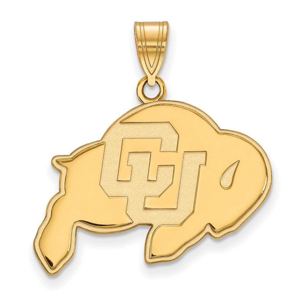 14k Gold Plated Silver Univ. of Colorado Large Pendant, Item P17462 by The Black Bow Jewelry Co.