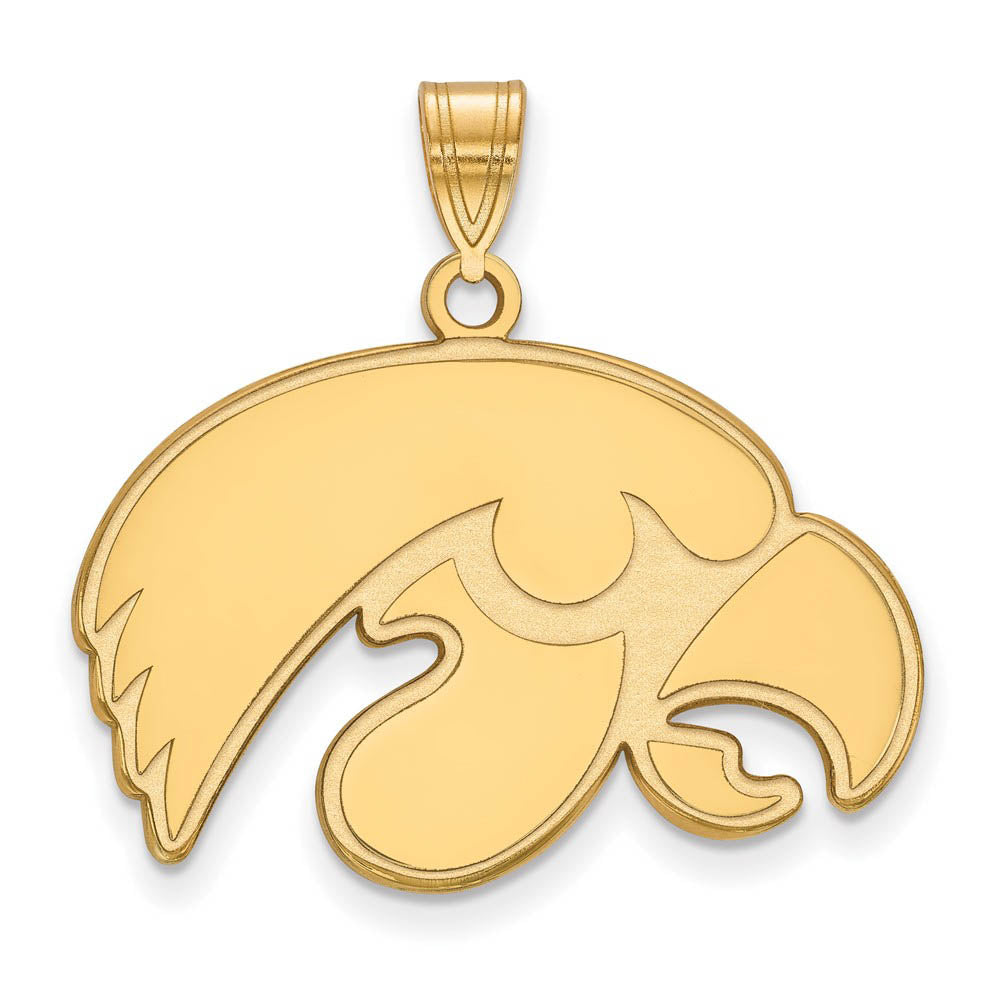 14k Gold Plated Silver Univ. of Iowa Large Pendant, Item P17466 by The Black Bow Jewelry Co.