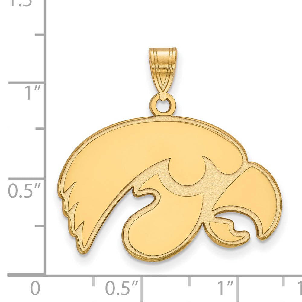 Alternate view of the 14k Gold Plated Silver Univ. of Iowa Large Pendant by The Black Bow Jewelry Co.