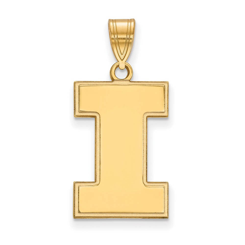 14k Gold Plated Silver Univ. of Illinois Large Initial I Pendant, Item P17467 by The Black Bow Jewelry Co.