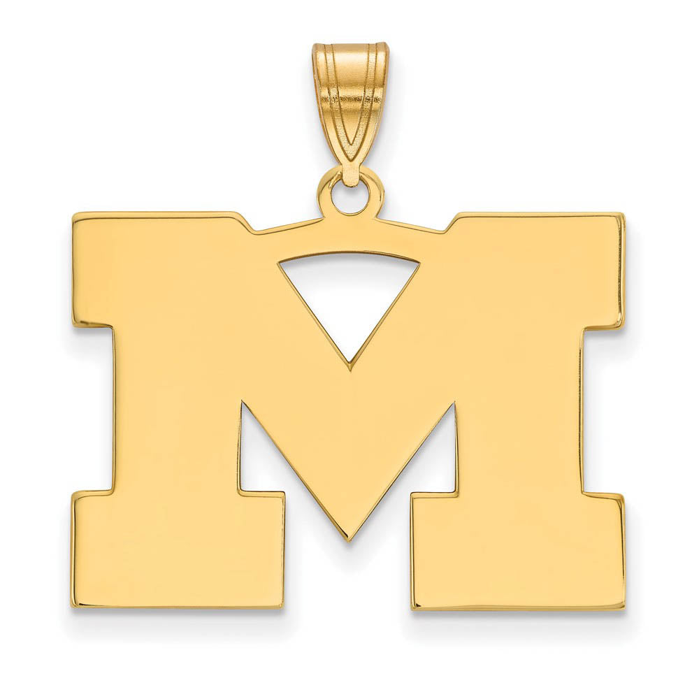 14k Gold Plated Silver U. of Michigan Large Initial M Pendant, Item P17471 by The Black Bow Jewelry Co.
