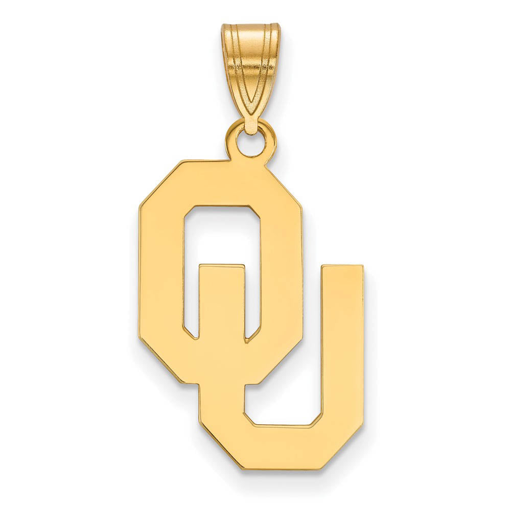 14k Gold Plated Silver U. of Oklahoma Large Pendant, Item P17480 by The Black Bow Jewelry Co.