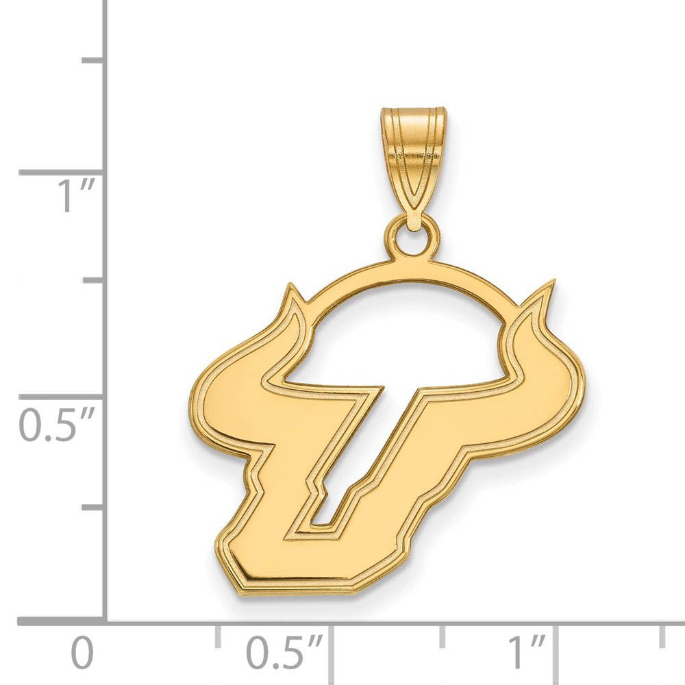 Alternate view of the 14k Gold Plated Silver U. of South Florida Large Pendant by The Black Bow Jewelry Co.