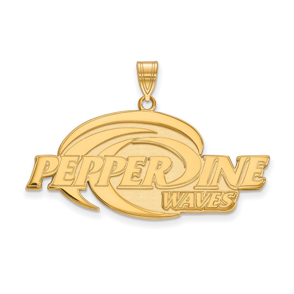 14k Gold Plated Silver Pepperdine U. Large Logo Pendant, Item P17498 by The Black Bow Jewelry Co.