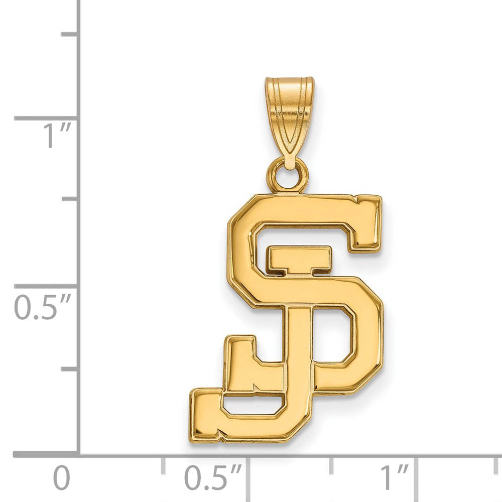 Alternate view of the 14k Gold Plated Silver San Jose State Large Pendant by The Black Bow Jewelry Co.