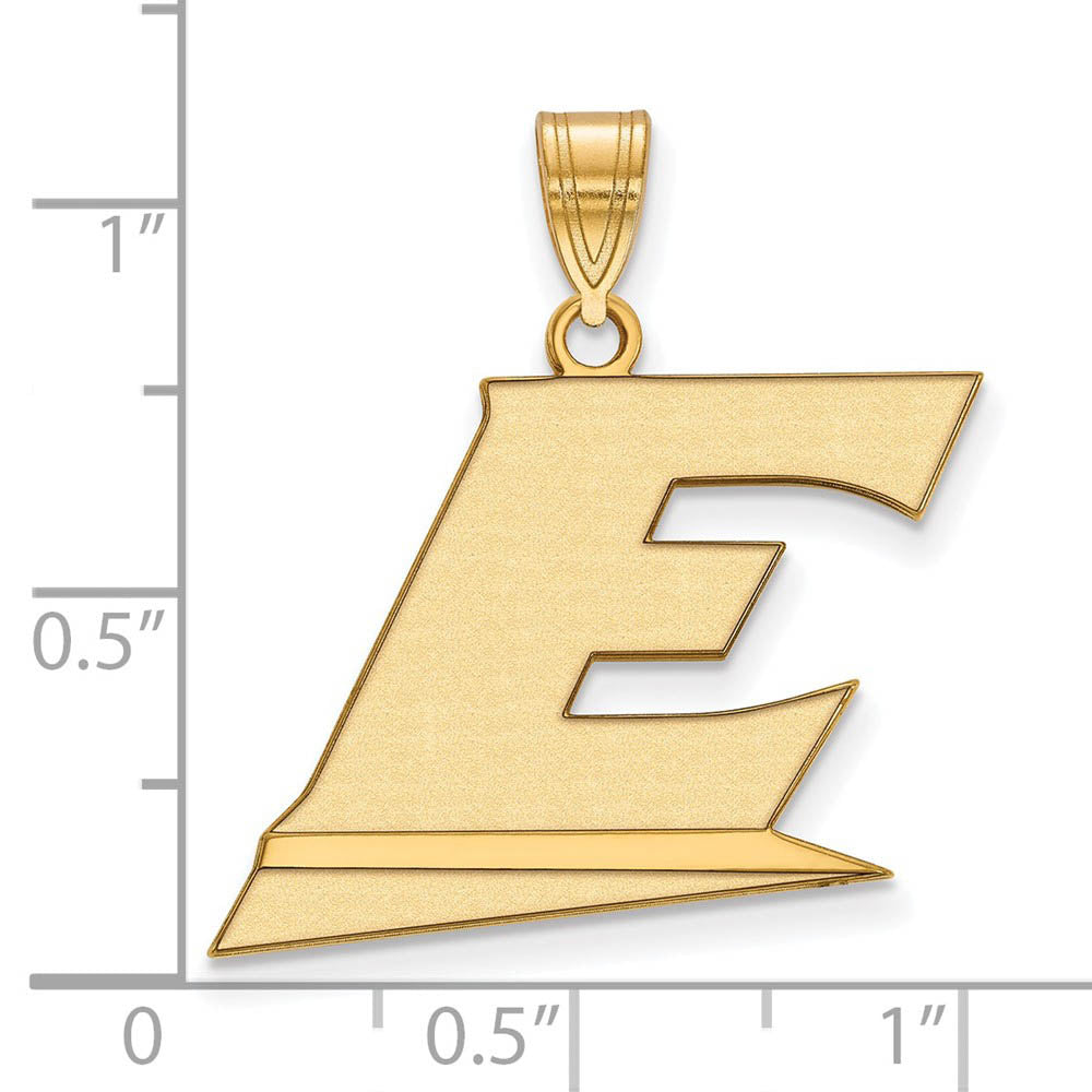 Alternate view of the 14k Gold Plated Silver Eastern Kentucky U Large Pendant by The Black Bow Jewelry Co.