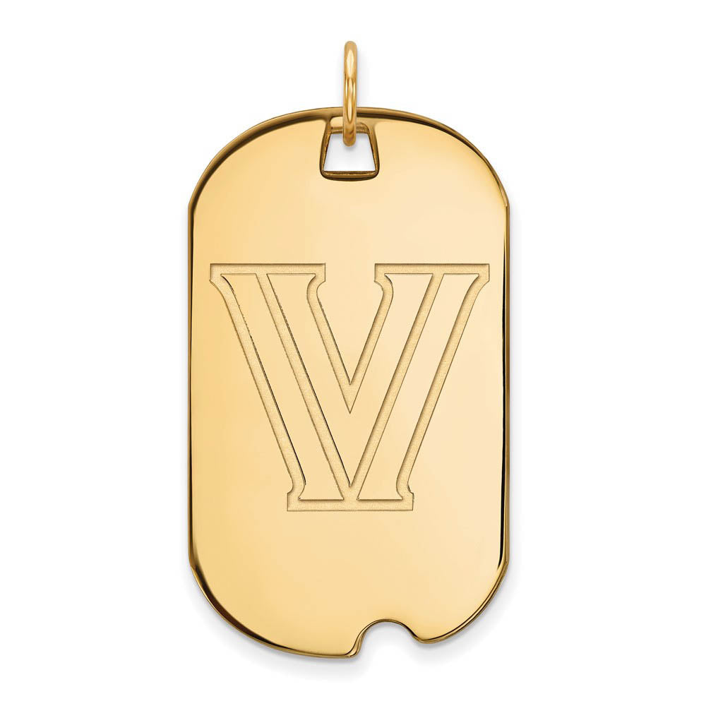 14k Gold Plated Silver Villanova U. Large Logo Dog Tag Pendant, Item P17522 by The Black Bow Jewelry Co.