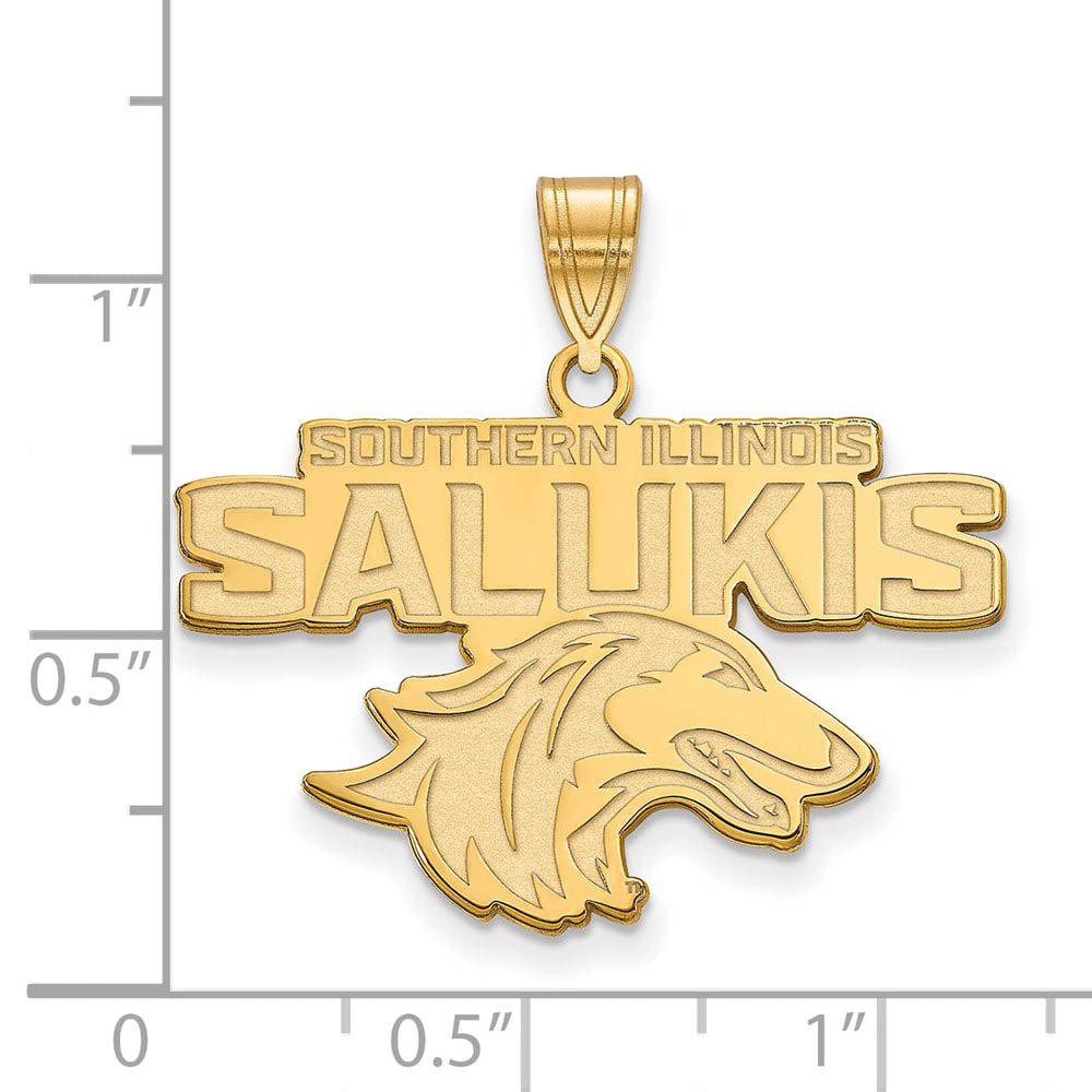 Alternate view of the 14k Gold Plated Silver Southern Illinois Univ. Large Pendant by The Black Bow Jewelry Co.