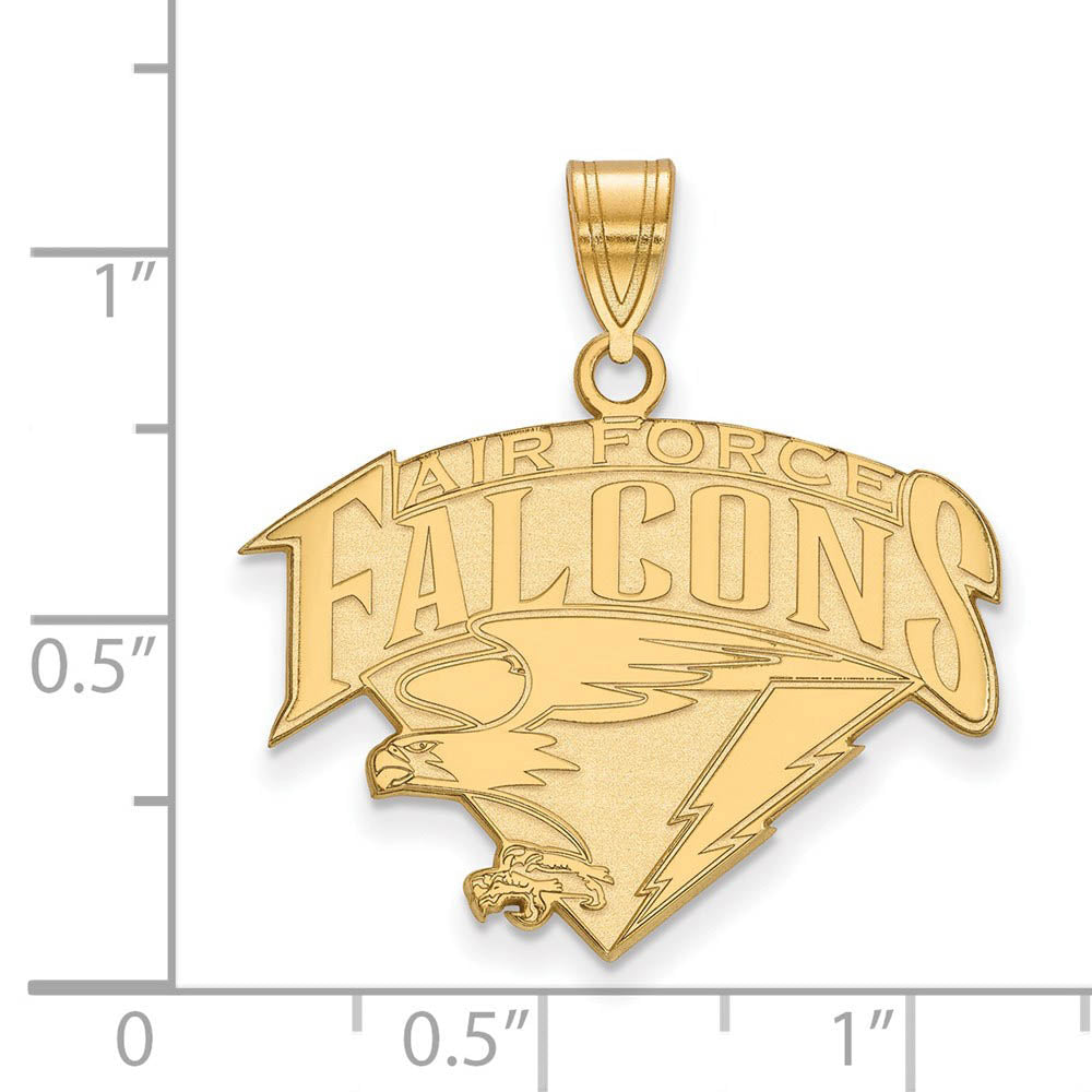 Alternate view of the 14k Gold Plated Silver Air Force Academy Large Pendant by The Black Bow Jewelry Co.