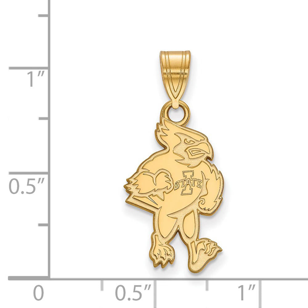 Alternate view of the 14k Gold Plated Silver Iowa State U. Large Pendant by The Black Bow Jewelry Co.